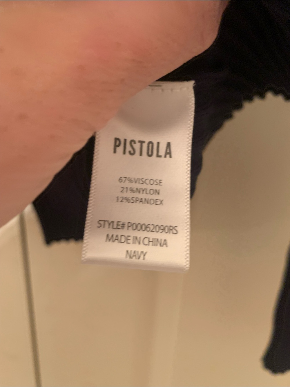 Pistola Ribbed Crewneck High Low Colorblock Top in Navy Blue - Picture 4 of 4